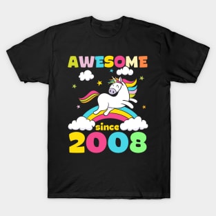 Cute Awesome Unicorn Since 2008 Funny Gift T-Shirt